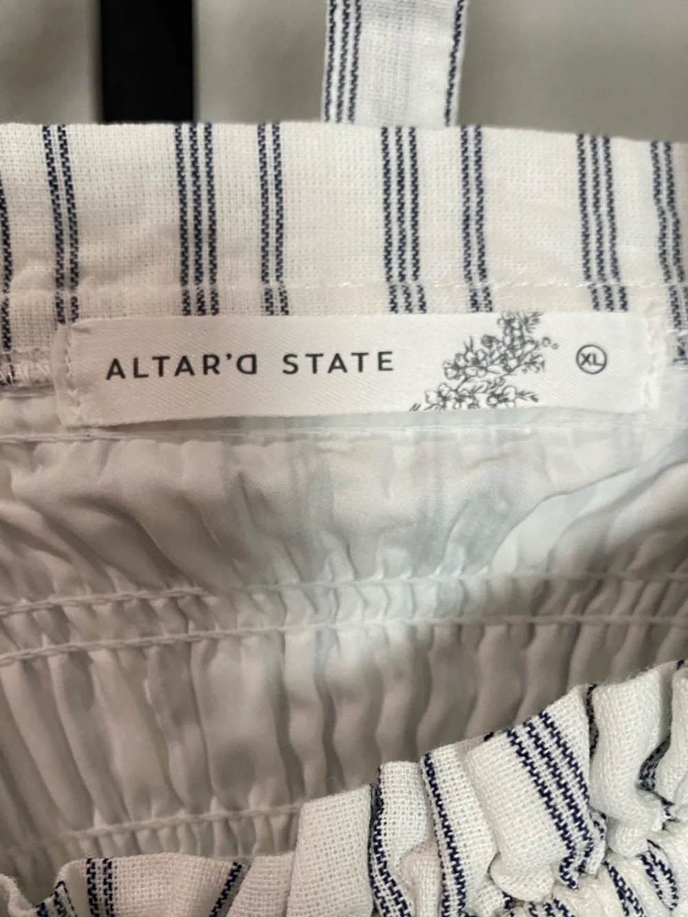 Altar'd State White and Gray Strapless Smocked Midi Dress XL cotton - Picture 4 of 8